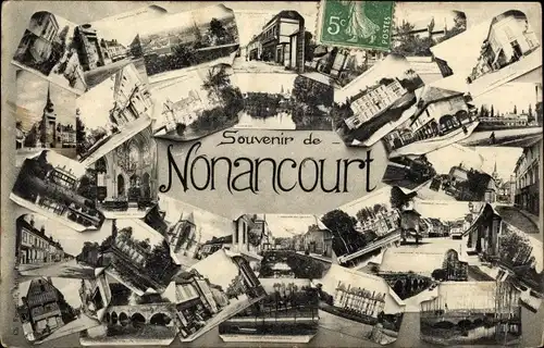 Ak Nonancourt Eure, Souvenir, Château, Église, Rues