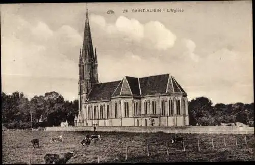 Ak Saint Aubin sur Mer Calvados, L´Église