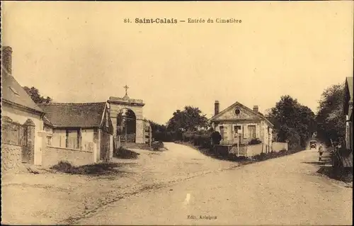 Ak Saint Calais Sarthe, Entrée du Cimetière