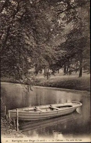 Ak Savigny sur Orge Essonne, Le Château, Un coin du Lac