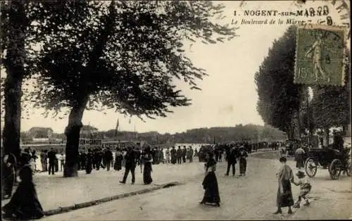 Ak Nogent sur Marne Val de Marne, Le Boulevard de la Marne