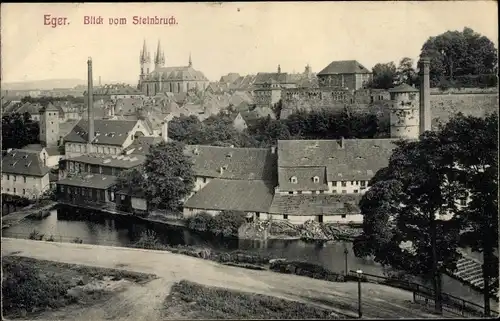 Ak Cheb Eger Region Karlsbad, Panorama vom Steinbruch