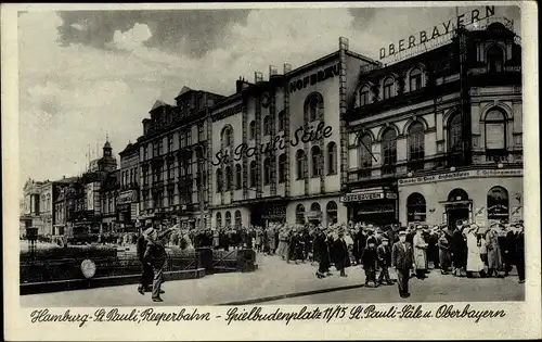 Ak Hamburg St Pauli, Reeperbahn, Spielbudenplatz 11/15, Säle und Oberbayern