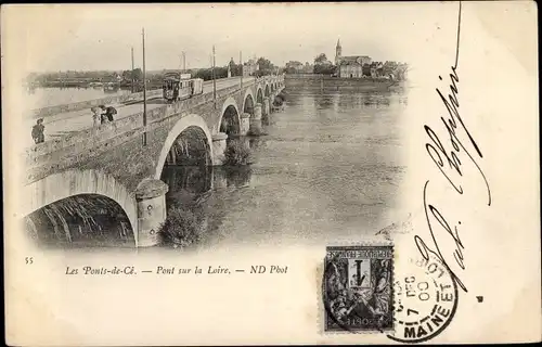 Ak Les Ponts de Cé Maine et Loire, Pont sur la Loire