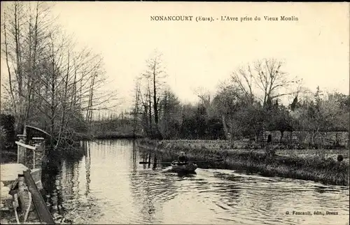 Ak Nonancourt Eure, L´Avre prise du Moulin