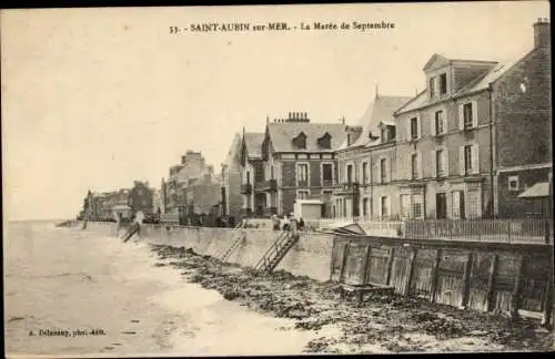 Ak Saint Aubin sur Mer Calvados, La Marée de Septembre