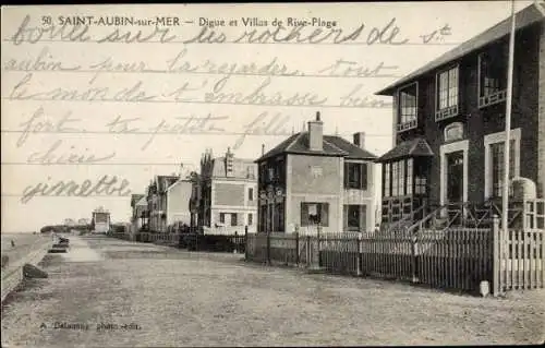 Ak Saint Aubin sur Mer Calvados, Digue et les Villas