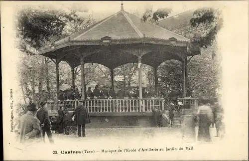 Ak Castres Tarn Okzitanien, Musique de l'Ecole d'Artillerie au Jardin du Mail