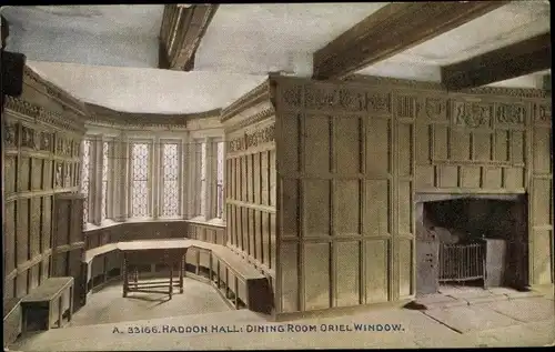 Ak Bakewell Derbyshire, Haddon Hall, Dining Room Oriel Window