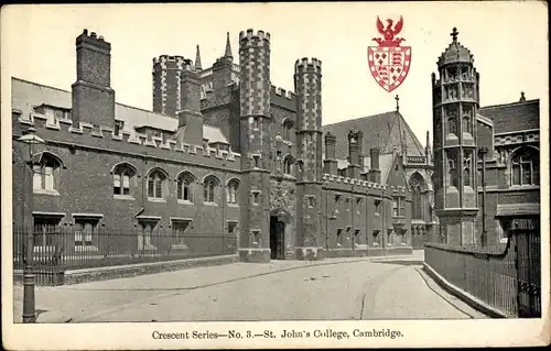 Wappen Ak Cambridge East England, St. John's College