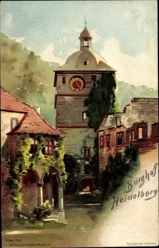 Künstler Ak Heidelberg am Neckar, Burghof