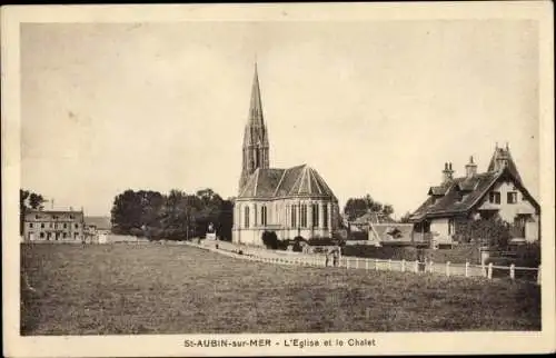 Ak Saint Aubin sur Mer Calvados, L´Église