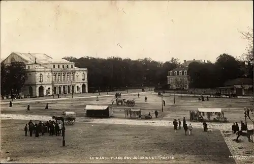 Ak Le Mans Sarthe, Place des Jacobins et le Théâtre