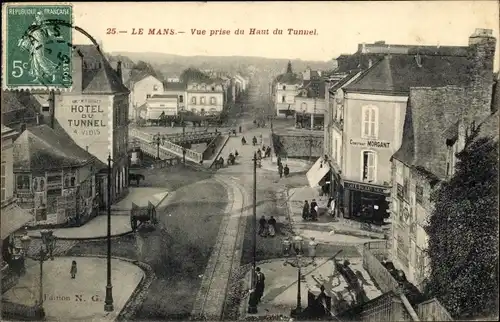 Ak Le Mans Sarthe, Vue prise du Haut du Tunnel