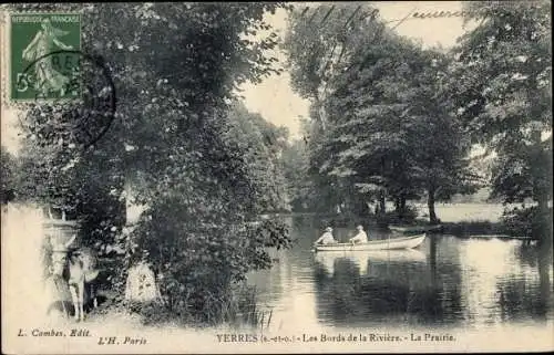 Ak Yerres Essonne, Les Bords de la Riviere, La Prairie