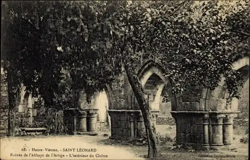 Ak Saint-Léonard-de-Noblat Haute Vienne, Ruines de l'Abbaye de l'Artige