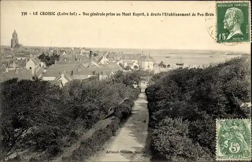 Ak Le Croisic Loire Atlantique, Vue generale prise au Mont Esprit