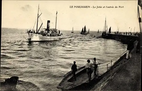 Ak Pouliguen Loire-Atlantique, La Jetee et l'entree du Port