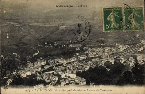Ak La Bourboule Puy-de-Dôme, Vue generale prise de Plateau de Charlannes