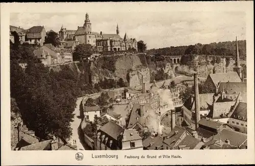 Ak Luxemburg Luxembourg, Faubourg du Grund et Ville Haute