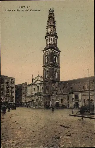 Ak Napoli Neapel Campania, Chiesa e Piazza del Carmine