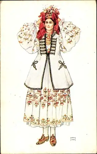 Künstler Ak Kirin, Rumänische Bäuerin in Tracht