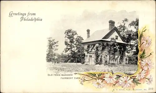 Ak Philadelphia Pennsylvania USA, Old Penn Mansion, Fairmont Park