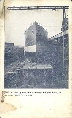 Ak Newport News Virginia, Steamship ready for launching