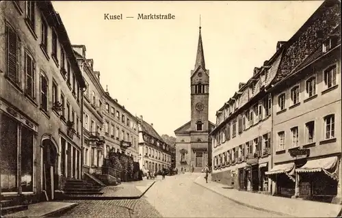 Ak Kusel in der Pfalz, Marktstraße, Kirche