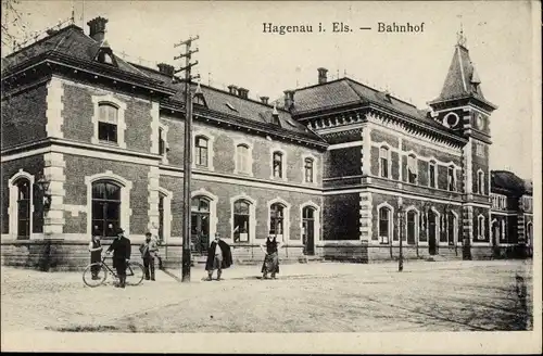 Ak Haguenau Hagenau im Elsass Bas Rhin, Bahnhof