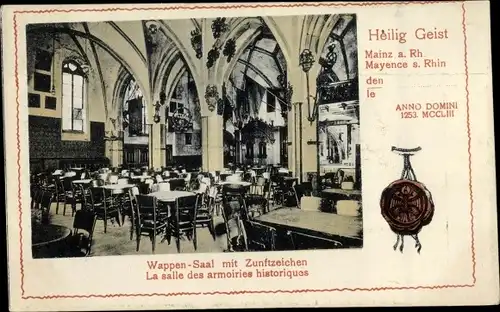 Ak Mainz in Rheinland Pfalz, Heilig Geist, Wappensaal mit Zunftzeichen