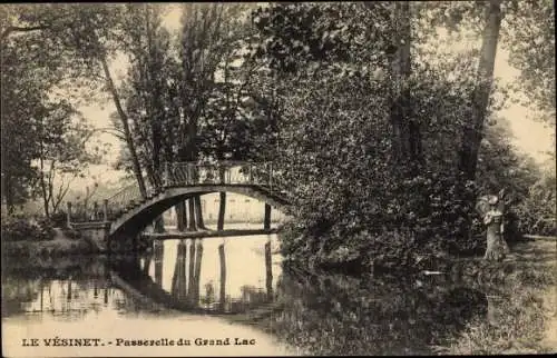 Ak Le Vésinet Yvelines, Passerelle du Grand Lac