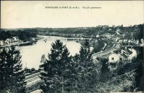 Ak Fontaine le Port Seine et Marne, Un joli panorama