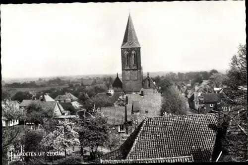 Ak Zeddam Gelderland, Kerk, Hotel Cafe Restaurant Heuvelzicht