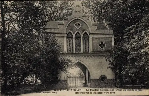 Ak Viry Chatillon Essonne, Le Pavillon Gothique aux armes du Duc de Raguse