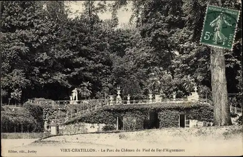 Ak Viry Chatillon Essonne, Le Parc du Chateau du Pied de Fer d'Aiguemont