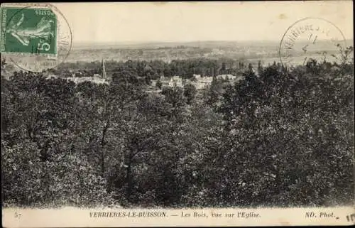 Ak Verrières le Buisson Essonne, Les Bois, vue sur l'Eglise