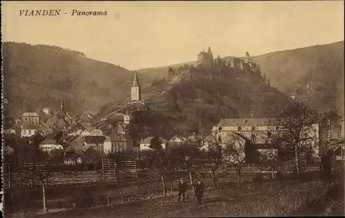 Ak Vianden Luxemburg, Panorama