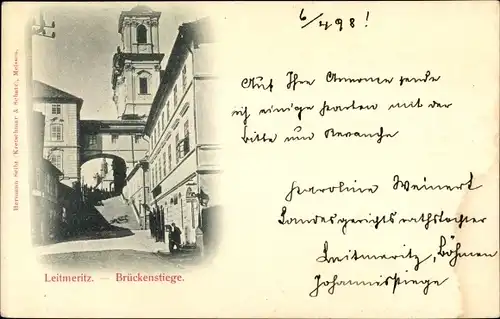 Ak Litoměřice Leitmeritz Region Aussig, Brückenstiege