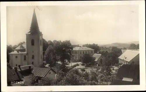 Ak Bozkov Liberecký kraj, Panorama, Kirche