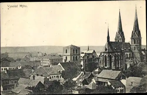 Ak Vysoké Mýto Hohenmaut Reg, Panorama, Kirche