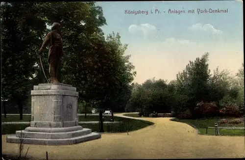 Ak Kaliningrad Königsberg Ostpreußen, Anlagen mit York Denkmal