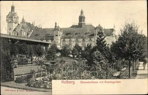 Ak Kołobrzeg Kolberg Pommern, Strandschloss, Rosengarten