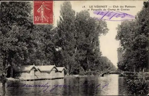 Ak Le Vésinet Yvelines, Club des Patineurs et Passerelle du Champ de Courses