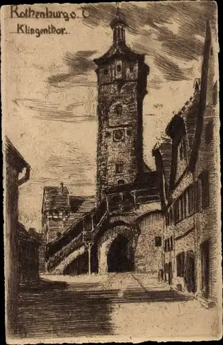 Künstler Ak Rothenburg ob der Tauber Mittelfranken, Klingentor