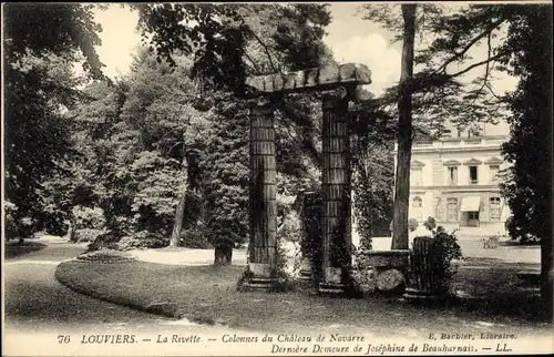 Ak Louviers Eure, La Rivette, Colonnes du Château de Navarre