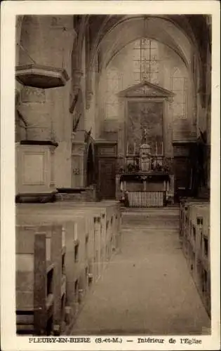 Ak Fleury en Bière Seine et Marne, Kirche, Inneres