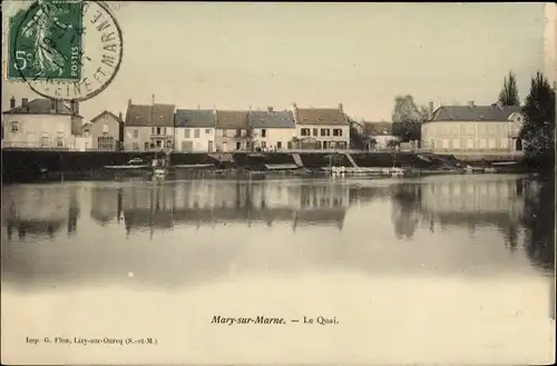 Ak Mary sur Marne Seine et Marne, Le Quai