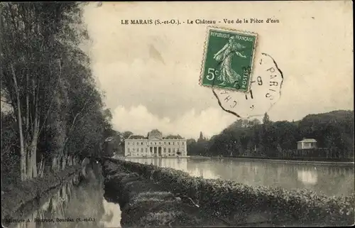 Ak Marais Essonne, Le Chateau, Vue de la Piece d'eau