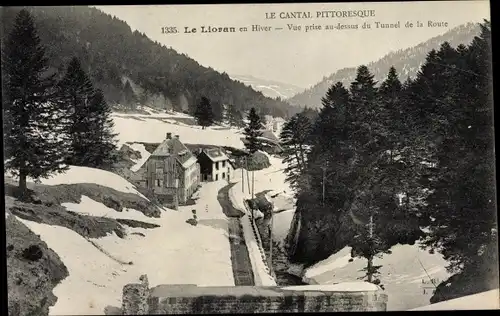 Ak Le Lioran Cantal, Vue prise au dessus de Tunnel de la Route